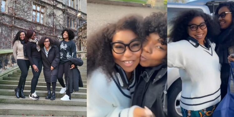 Adorable moment actress, Rita Dominic welcomes friends to England ahead of her Church wedding to Fidelis Anosike (Videos)