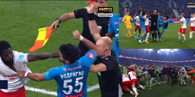 Football match turns Mortal Kombat as players exchange punches and kicks over dispute; referee award SIX red cards (VIDEO)