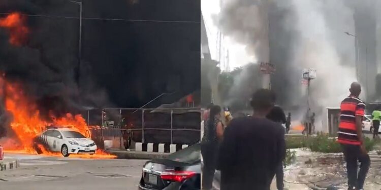 Many feared dead, others injured as fire guts building in VI, Lagos (Video)