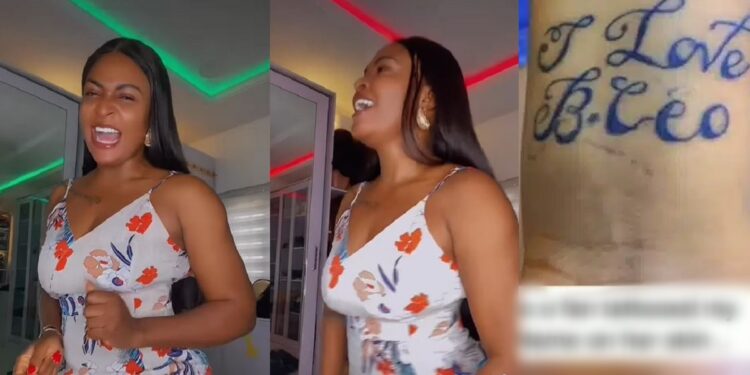 “This means a lot to me” –  Blessing CEO shrieks with excitement after fan ‘tattooed’ her name on wrist (Video)
