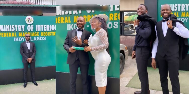 “The fear of Ooni is the beginning of wisdom” – Man says as he ‘sharply’ marries his wife in court (Photos)