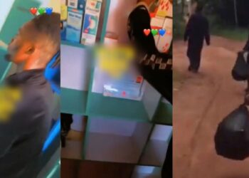 Man and his friends empty his girlfriend’s store after he caught her cheating in Edo (Video)