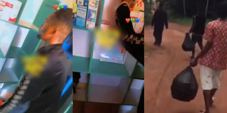 Man and his friends empty his girlfriend’s store after he caught her cheating in Edo (Video)