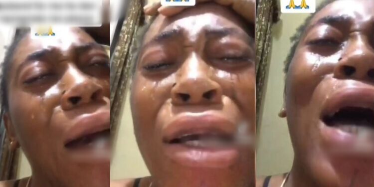 “I’m tired” – Pregnant lady breaks down in tears as she begs husband’s side chic to leave him alone (video)