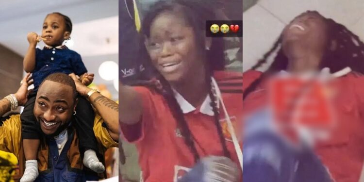 Nigerian lady weeps bitterly as she mourns Davido’s son, Ifeanyi’s death (Video)