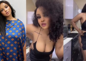 “Ashewo season” Maureen Esisi says as she exposes her skin in skimpy two-piece outfit