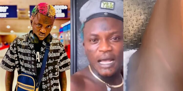 “I no want wahala o” – Portable cries out after fan allegedly slashed him with a knife at a club in Lagos (video)