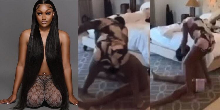 Disturbing video shows lady who died while on vacation with friends being brutally beaten by ‘a friend’ in hotel room (Watch)