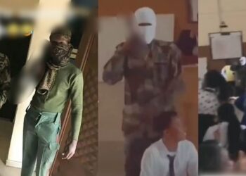 AAUA students and lecturer run for their lives after their classmates dressed as b*ndits storm their class for a presentation on terr0r*sm (Video)