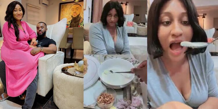 “She has been addicted ever since” –  Actor Williams Uchemba shares wife’s reaction after drinking garri for the first time (Video)