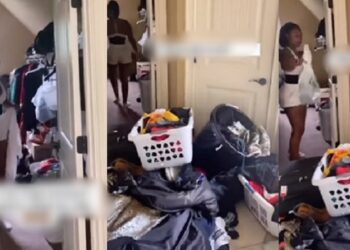 Lady throws husband out of the house because he refused to adopt her kids from past relationship (Video)