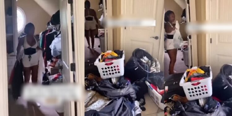 Lady throws husband out of the house because he refused to adopt her kids from past relationship (Video)