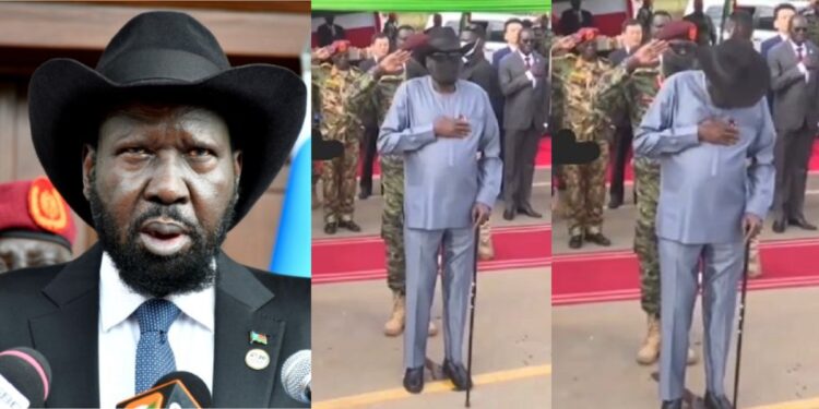 Moment South Sudan President, Salva Kiir Mayardit, 71, wet his pants at a public function (Video)