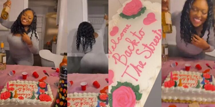 Lady throws party to celebrate her failed relationship (Video)