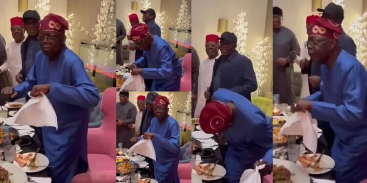 Tinubu shows off his dancing skills as he moves to Kizz Daniel’s ‘Buga after Chattam House conference (Video)