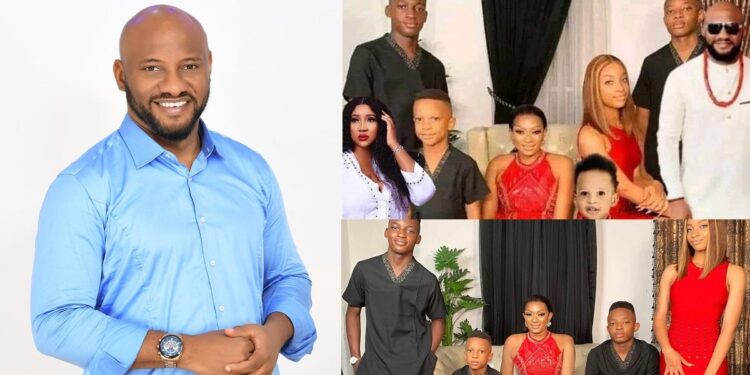 “May rest!” – Yul Edochie reacts after he and his second wife, Judy were edited into May Edochie’s Christmas photo with their kids