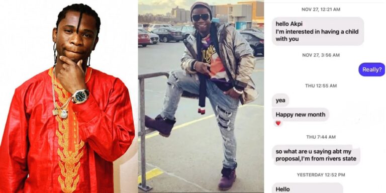 “I’m a king, I don’t chase” – Speed Darlington brags as he shows off chat with woman begging to carry his child