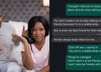 Lady clashes with her boyfriend as he insists she stops being friends with her male bestfriend (Screenshots)