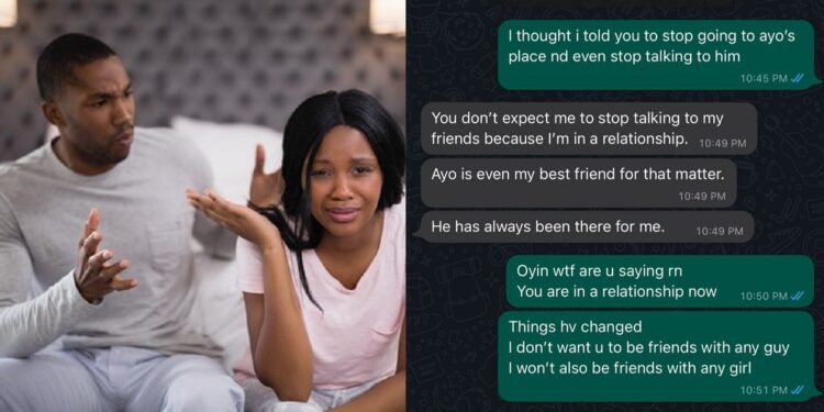 Lady clashes with her boyfriend as he insists she stops being friends with her male bestfriend (Screenshots)