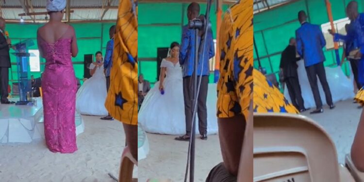 Drama as bride refuses to be joined to groom during church wedding (Video)