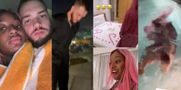 “I haven’t been this happy in a very long time” – DJ Cuppy shares romantic moment she and fiancé jumped into pool with clothes on (Video)