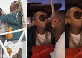 Lovey-dovey moment Davido and Chioma shared a kiss in Qatar (Video)
