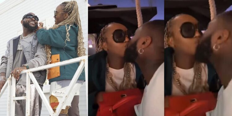 Lovey-dovey moment Davido and Chioma shared a kiss in Qatar (Video)