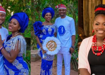 “Husband full Facebook, try dey reply your DMS”  – New bride advises women as she marries man she met on Facebook