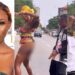 “This is Nigeria for God’s sake!” – Outrage as Korra Obidi dances on the street of Lagos in racy outfit that exposed her backside (Video)