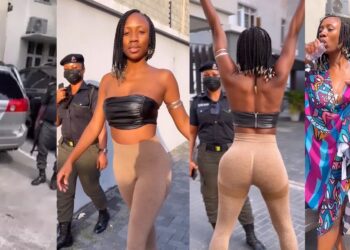 “Can you do this in the US?” – Nigerians lambaste dancer, Korra Obidi for twerking in front of her Police escorts (VIDEO)