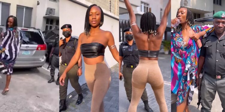 “Can you do this in the US?” – Nigerians lambaste dancer, Korra Obidi for twerking in front of her Police escorts (VIDEO)