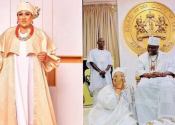 Nkechi Blessing gets compliments from Ooni of Ife for entertaining him with her dance skills at an event (Video)