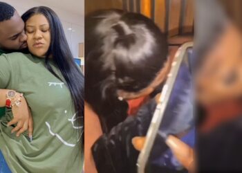 Mixed reactions as actress, Nkechi Blessing and her young lover passionately lock lips in public (Video)
