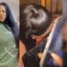 Mixed reactions as actress, Nkechi Blessing and her young lover passionately lock lips in public (Video)