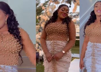 “This is wrong” – Eagle-eyed netizens drag actress, Peggy Ovire for stepping out without her wedding ring in new video (Watch)