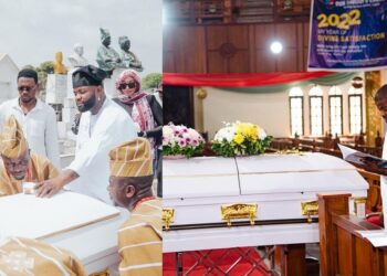“No Artiste attended” – Reactions as Rapper Skales buries his mother.