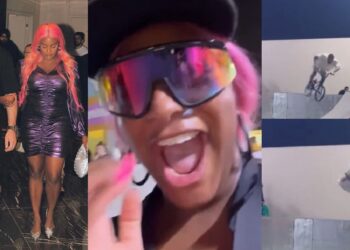 “That’s my husband” – Dj Cuppy cheers fiancé, Ryan as she watches him perform stunt for the first time (Video)