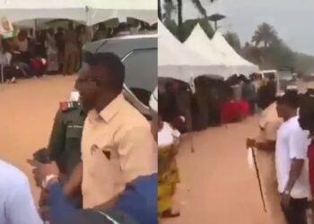 “Be sensitive towards poor people’s feelings” – Outrage as Abia State Governor’s son arrives event with long convoy and police escorts (video)