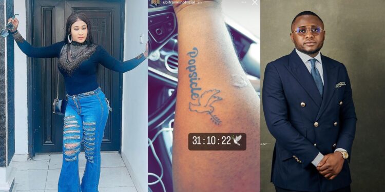 “Just make money and people will worship you” – Actress berates Ubi Franklin for tattooing Davido’s son’s nickname on his hand