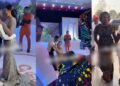 “Is she God?” – Mixed reactions trail bride’s reaction to spotting Mercy Johnson and husband at her wedding (video)