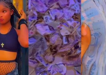 Proud Delta-based exotic dancer shows off money she makes daily, netizens reacts (Video)