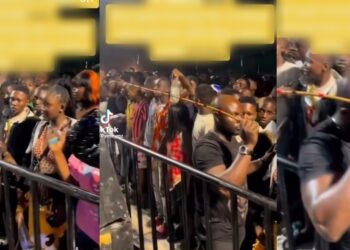security guard brandishes