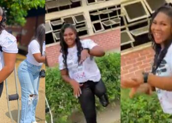 Beautiful differently abled lady dances joyfully as she celebrates graduating from university (video)