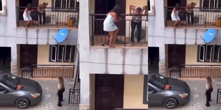 Woman makes a scene after catching husband with side chick in their home (Video)