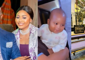 “His father’s carbon copy” – Reactions as Regina Daniels shares clearer view of second son, Khalifa (Video)