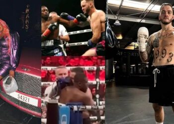 Reactions as Dj Cuppy’s Fiancé, Ryan Taylor quits boxing match after a blow to the face in first round (Video)