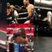 Reactions as Dj Cuppy’s Fiancé, Ryan Taylor quits boxing match after a blow to the face in first round (Video)