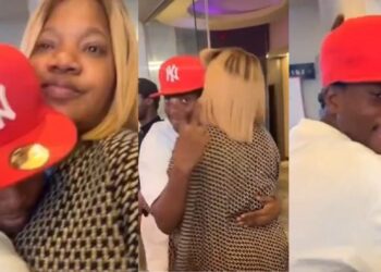“At least respect her husband” – Video of comedian Sydney Talker holding Toyin Abraham ‘inappropriately’ sparks outrage (Watch)