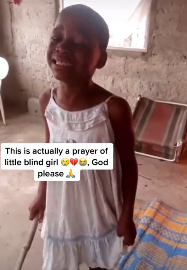 Visually-impaired girl in tears 