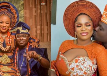 Actor Kunle Afod’s wife, Desola reacts as he calls for prayers on their marriage